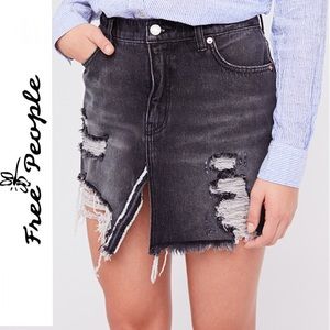 Free People Relaxed & Destroyed Skirt NWT